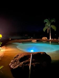 Villa Florwellgaya ecovillas的棕榈树的游泳池
