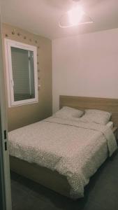 阿蒂斯蒙斯F4 - Duplex spacieux proche d'Orly的一间卧室设有一张床和一个窗口