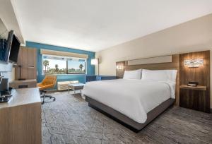 纳欣诺市圣地亚哥南智选假日酒店的配有一张床和一张书桌的酒店客房