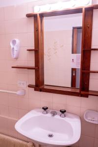 圣马丁德洛斯Hotel Centro SMANDES的浴室设有白色水槽和镜子