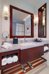 乔治敦圭亚那乔治敦万豪酒店的一间带水槽和大镜子的浴室