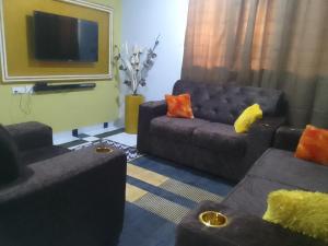 SunyaniMixtech Vacation Home -MVH的客厅配有2张沙发和1台平面电视