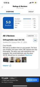 斋浦尔Casa Paradis- secure, cozy& peaceful paradise in heart of most happening colony的网站书评页面的截图