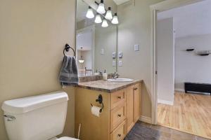 蒙克顿Home in Central Moncton WFH NBCC的一间带卫生间、水槽和镜子的浴室