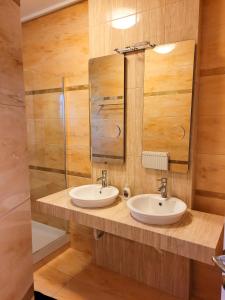 阿吉奥斯伊欧尼斯Centaur Villa的浴室设有2个水槽和镜子