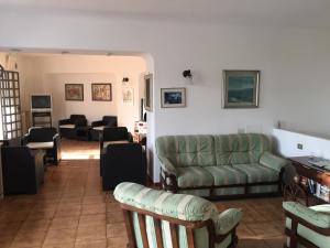 伊斯基亚Paco Residence Benessere & Relax的客厅配有绿色沙发和椅子