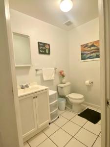 巴尔的摩HUGE 2 bedroom Apt FREE street parking (king bed)的白色的浴室设有卫生间和水槽。