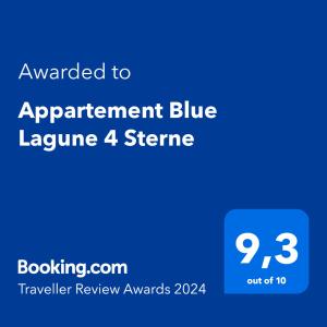 普利兹纳Appartement Blue Lagune 4 Sterne的蓝屏,文本被授予协议蓝安方案