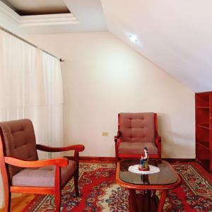 昆卡View Terraza Miraflores 4 Family的客厅配有两把椅子和一张茶几