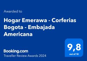 波哥大Hogar Emerawa - Corferias Bogota - Embajada Americana的手机的屏幕截图,带有希望词紧急词组