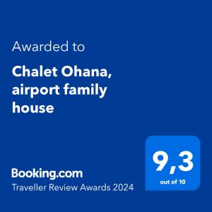 帕皮提Chalet Ohana, airport family house的手机的屏幕,上面有给中国机场的短信