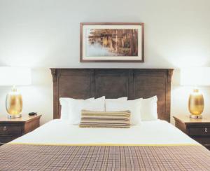 奥兰多假日酒店俱乐部奥兰治湖度假村的一间卧室配有一张带两盏灯的大型白色床。
