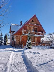 扎布利亚克Holiday Home Vile Calimero的雪地里的小木屋,有车道