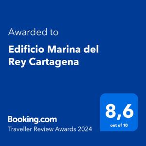 卡塔赫纳Edificio Marina del Rey Cartagena的手机的屏幕,手机的文本被授予Etica marina del