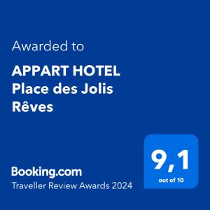 里翁山区APPART HOTEL Place des Jolis Rêves的机场酒店工作评语的屏幕