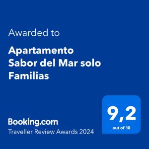 甘迪亚海滩Apartamento Sabor del Mar solo Familias的手机的屏幕,手机的文本升级到saadi maro公寓