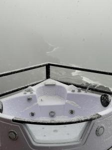 巴统Panorama Sarpi的雪覆盖的船上的浴缸