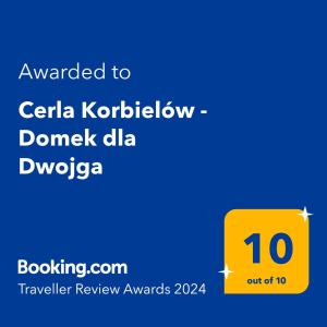 科尔别卢夫Cerla Korbielów - Domek dla Dwojga的手机的屏幕,带有想要卡迪亚科特尔的文字