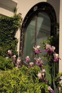 卢汉德库约Susana Balbo Winemaker´s House的前面有一扇窗户,上面有一堆鲜花
