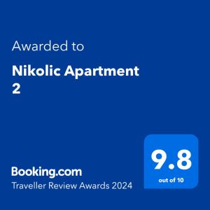 莱斯科瓦茨Nikolic Apartment 2的蓝色的屏幕,文字被授予尼克特约