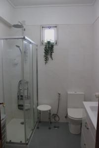 阿马多拉Judith House - Amadora Este的一间带玻璃淋浴和卫生间的浴室