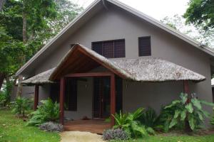 SaraotouEntire Beach Front Resort Home - Tides Reach Beach House的茅草屋顶的小房子