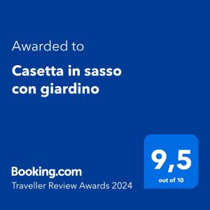 佩德蒙特Valdastico Casetta in sasso con giardino的手机的屏幕照,手机短信被授予casita