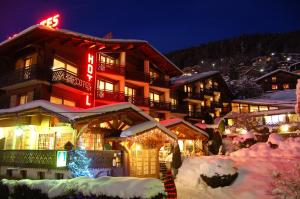 莫尔济讷Hôtel Les Côtes, Résidence Loisirs et Chalets的雪中滑雪小屋