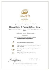 凯里尼亚Elexus Hotel Resort & Spa & Casino的带有证书的文件的页