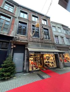 那慕尔Suite 26-Appartement au coeur de Namur的一间在大楼前铺着红地毯的商店