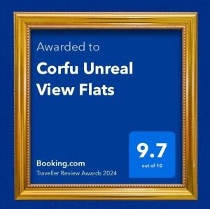 科孚镇Corfu Unreal View Flats的酒店标志的框架图片