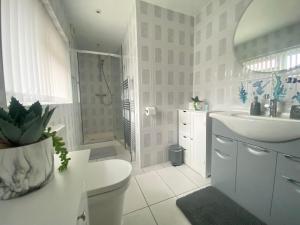霍利Cristina Modern的浴室配有卫生间、盥洗盆和淋浴。