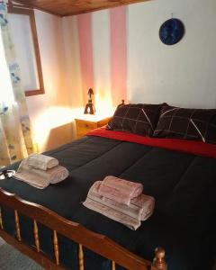 SeclantásLa Posada de Cloe的一间卧室配有一张床,上面有两条毛巾