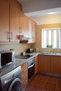 圣卢西亚岛Santos Apartment的厨房配有洗衣机、水槽和洗碗机。