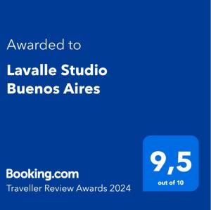 布宜诺斯艾利斯Lavalle Studio Buenos Aires的蓝标,被授予霍利布埃诺斯风一室公寓