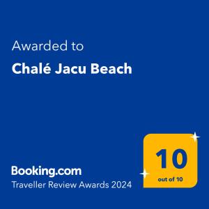 皮帕Chalé Jacu Beach的黄色标语,标有文字,标有chile jazu海滩