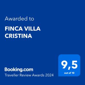 La FuenteFINCA VILLA CRISTINA的一张蓝色电话屏幕,文字被授予fifa villa christina别墅