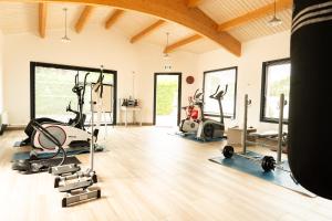 圣让-德蒙Bontempo Village La Yole的健身房设有数台跑步机和椭圆机