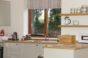 奥尔顿Maplescombe的厨房设有水槽和窗户。