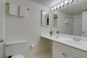 阿林顿Airport Proximity Condo at Crystal City的白色的浴室设有水槽和镜子