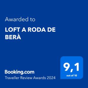 罗达德瓦拉LOFT A RODA DE BERÀ的带有文字的蓝色标志,希望让收音机装上