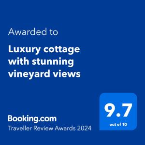 伦威克Luxury cottage with stunning vineyard views的手机的屏幕,上面写着给咖啡的豪华咖啡,还有 ⁇ 声
