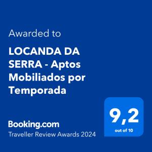 巴拉-杜加萨斯LOCANDA DA SERRA - Aptos Mobiliados e Suítes por Temporada的手机的屏幕,手机的文本被授予冰山