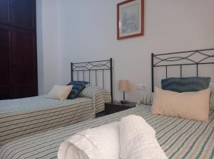 Villanueva de San JuanApartamento completo en Sierra Sur的卧室内两张并排的床