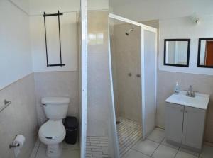 瓜达拉哈拉Preciosa y Cómoda Casa en Coto Tlaquepaque Centro.的浴室配有卫生间、淋浴和盥洗盆。