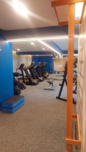 累西腓公园酒店的健身房,设有一排跑步机和普拉提设备