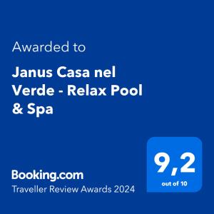 Giano VetustoJanus Casa nel Verde - Relax Pool & Spa的手机的屏幕照,手机上写有给janus现金线的文字