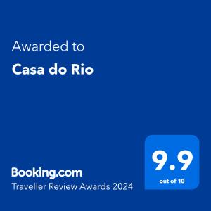 莱里亚Casa do Rio的蓝色文本框,文本被授予casa do rico