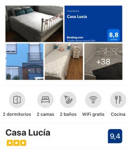 下布雷尼亚Casa Lucía的一张床位的房间的照片拼在一起