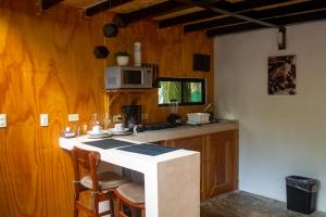 埃尔库约Xtambaa Cabins & Spa Only Adults的厨房配有台面和微波炉